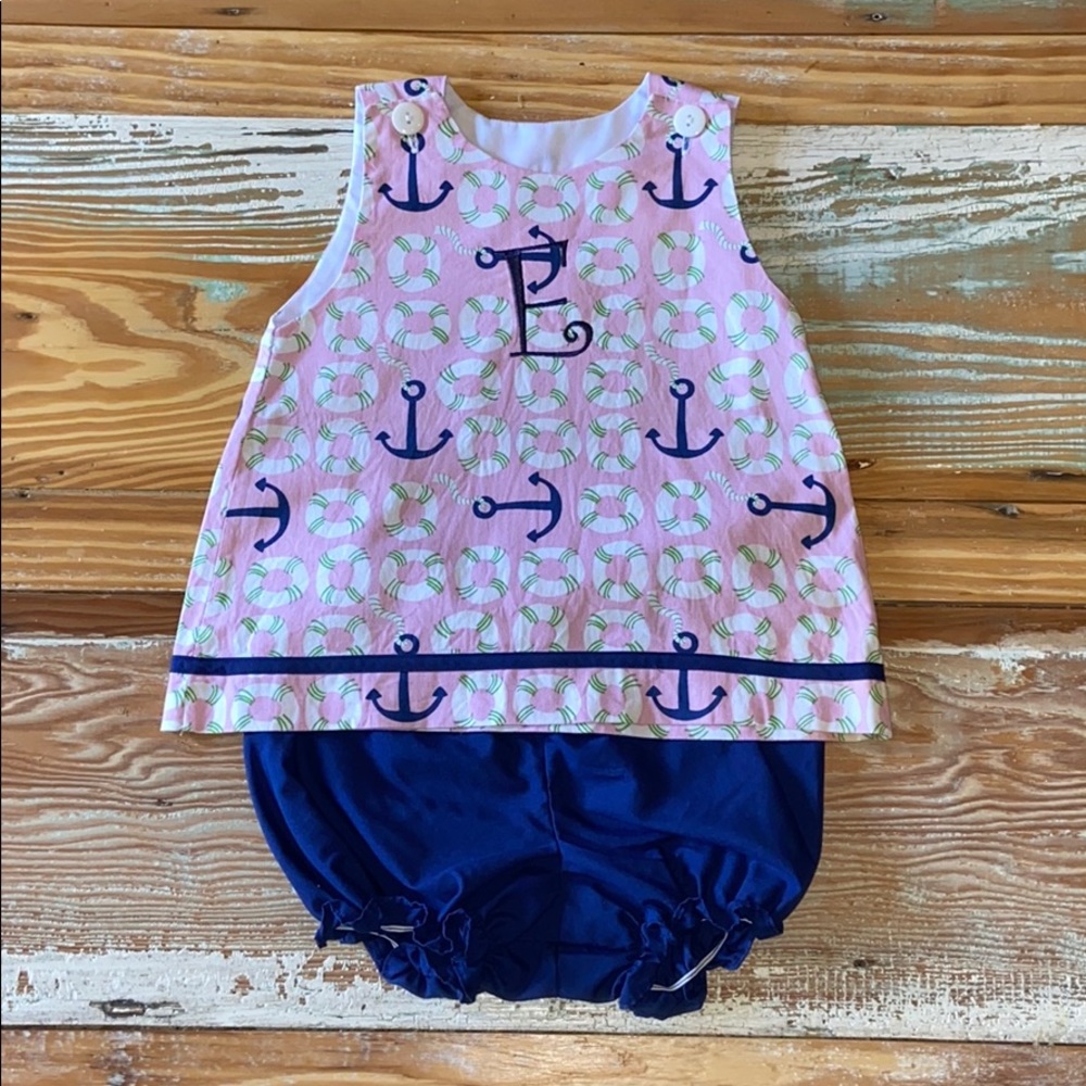 Toddler Girls “E” Embroidered Boutique Outfit
